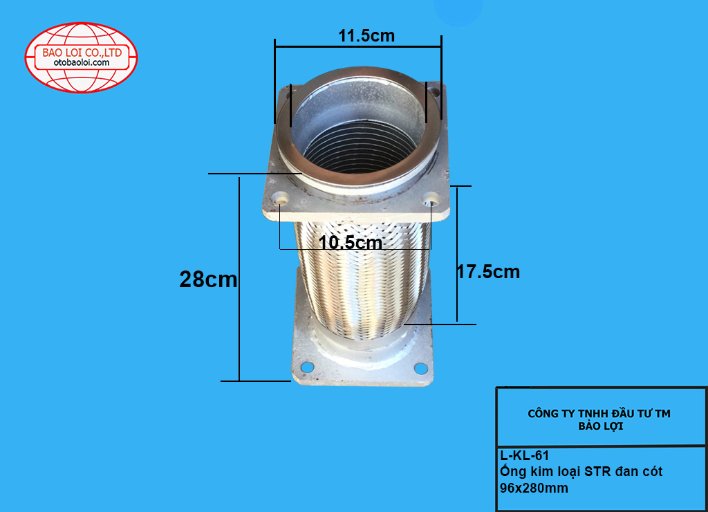 Ống kim loại STR đan cót 115x280mm
