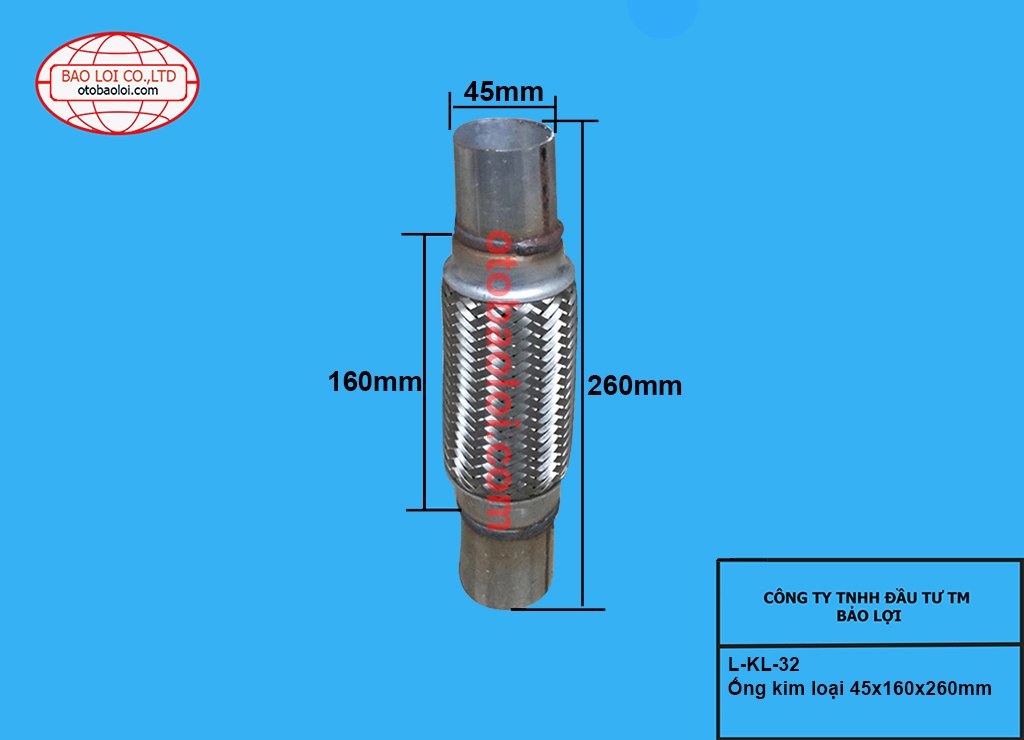 Ống kim loại 45x160x260mm