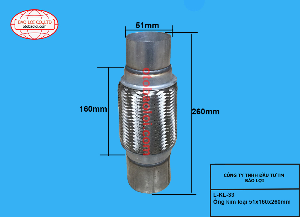 Ống kim loại 51x160x260mm