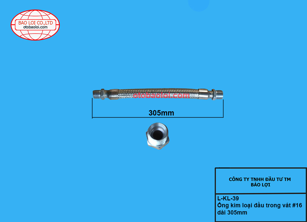 Ống kim loại đầu trong vát #16 dài 305mm
