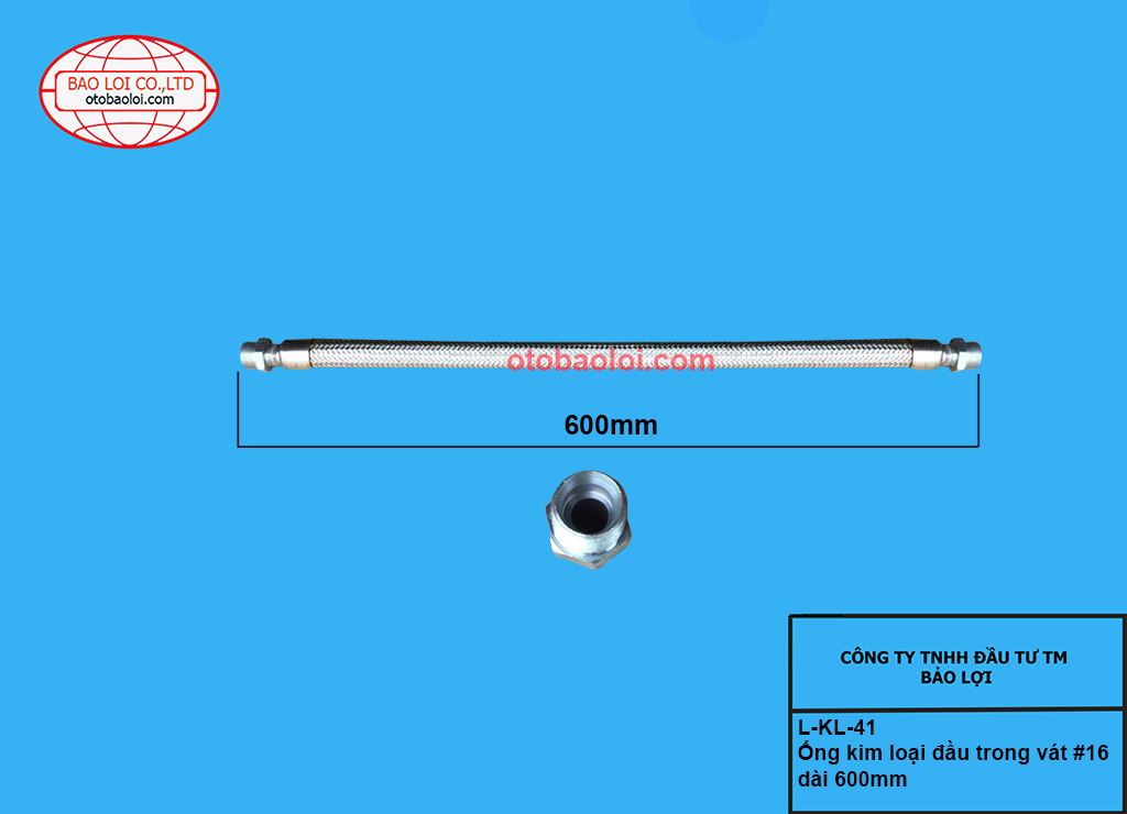 Ống kim loại đầu trong vát #16 dài 600mm