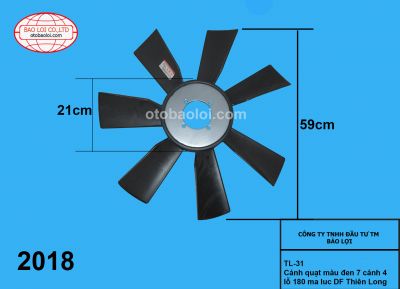 Cánh quạt màu đen 7 cánh 4 lỗ 180 ma luc DF Thiên Long