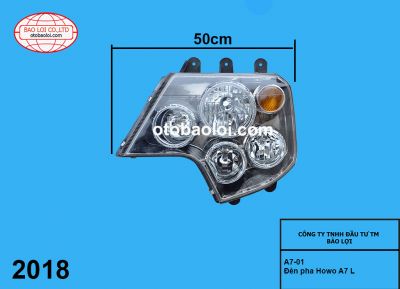Đèn pha Howo A7 L thường (măt trắng k dây điện)