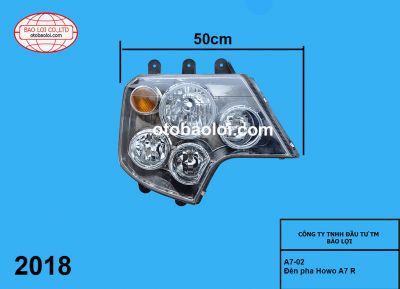 Đèn pha Howo A7 R thường (măt trắng k dây điện)
