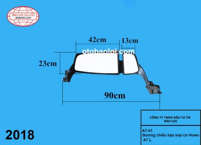 Gương chiếu hậu loại gầy Howo A7 L
