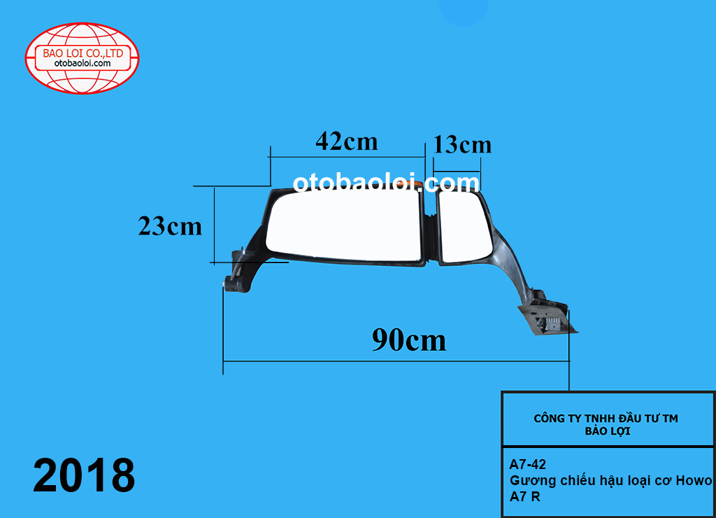 Gương chiếu hậu loại gầy Howo A7 R