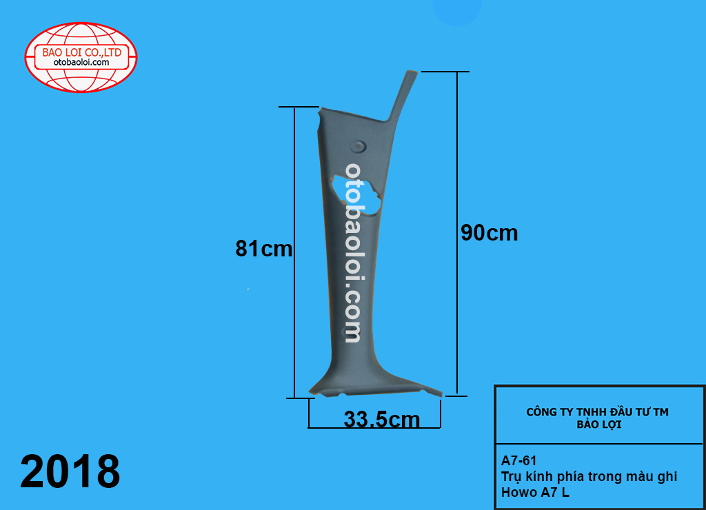 Trụ kính phía trong màu ghi Howo A7 L
