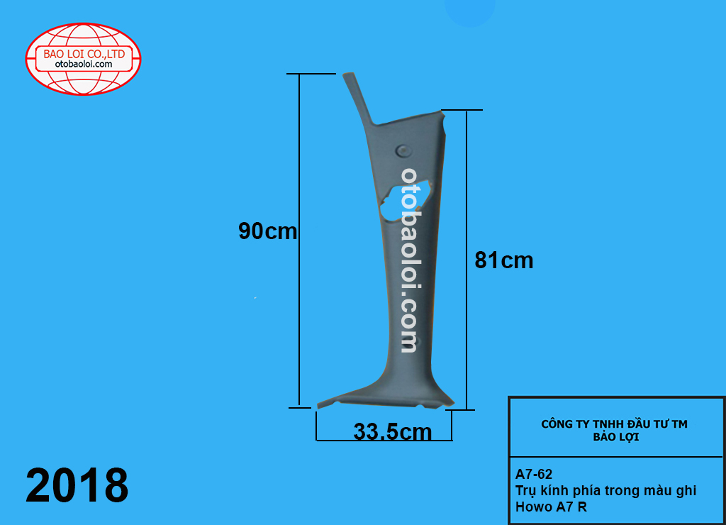 Trụ kính phía trong màu ghi Howo A7 R