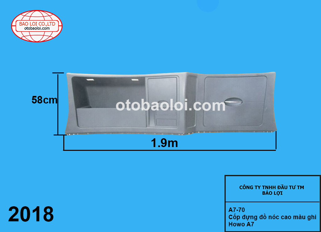 Cốp đựng đồ nóc cao màu ghi Howo A7