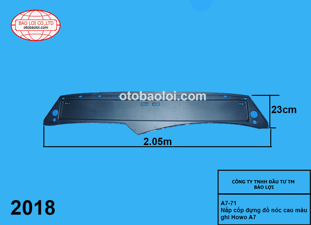 Nắp cốp đựng đồ nóc cao màu ghi Howo A7