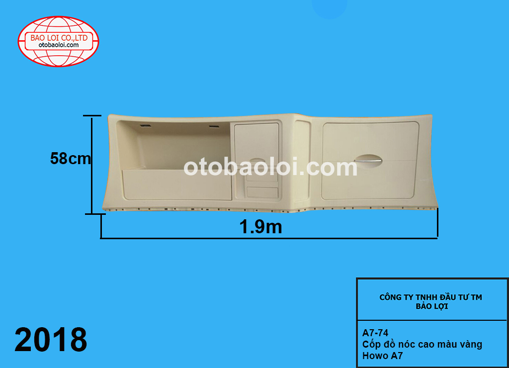 Cốp đồ nóc cao màu ghi Howo A7