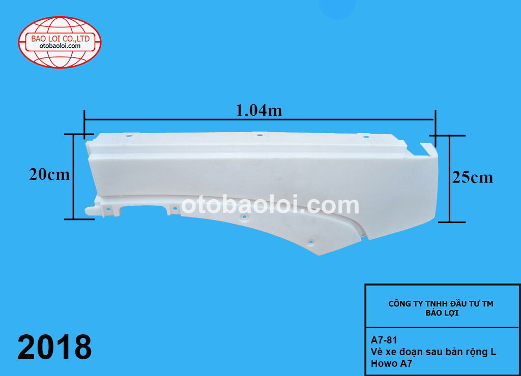 Vè xe đoạn sau bản rộng L Howo A7