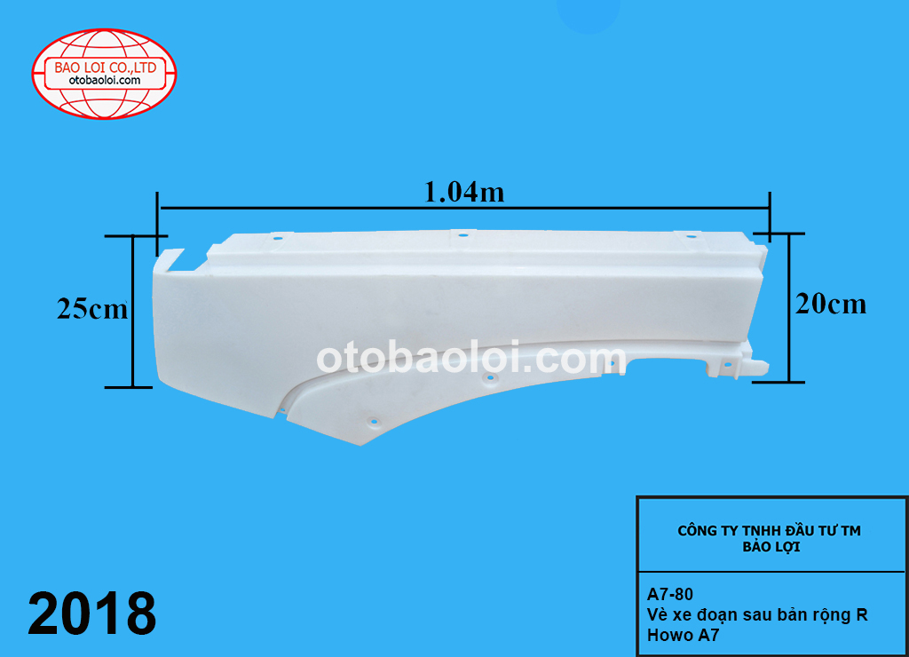 Vè xe đoạn sau bản rộng R Howo A7