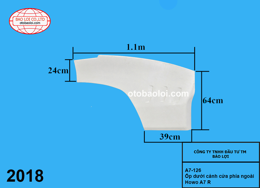 Ốp dưới cánh cửa phía ngoài Howo A7 R