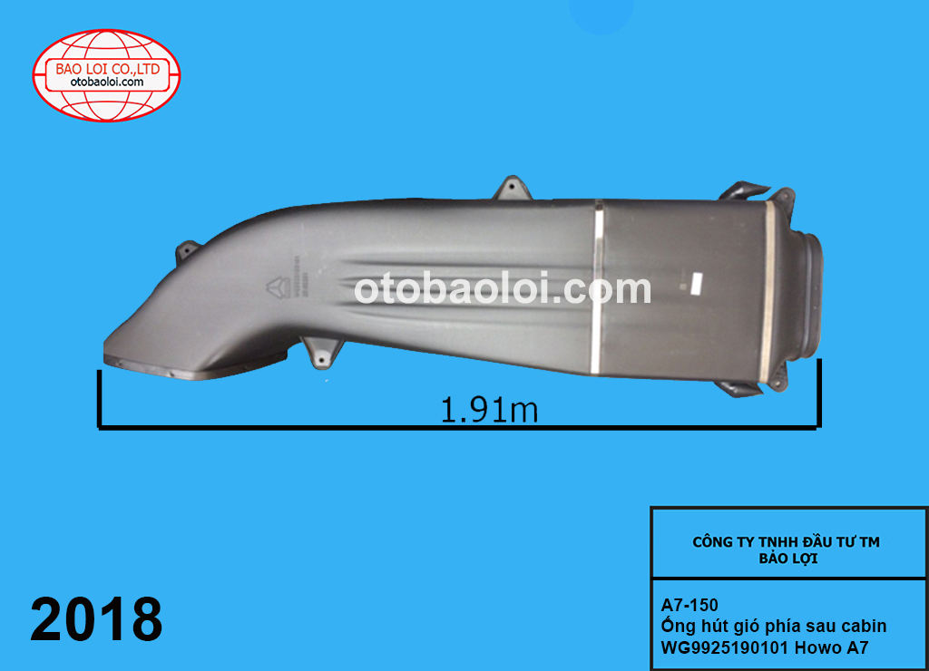 Ống hút gió phía sau cabin WG9925190101Howo A7