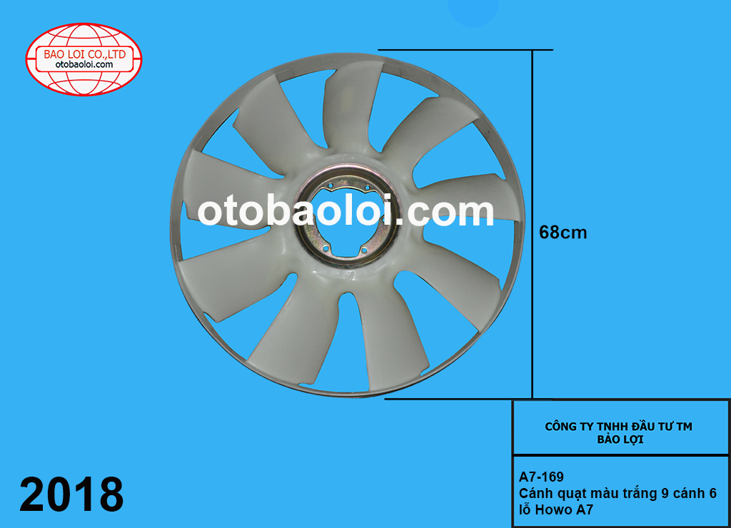 Cánh quạt màu trắng 9 cánh 6 lỗ Howo A7