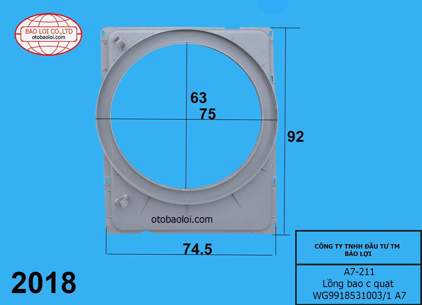 Lồng bao c quạt WG9918531003/1 A7