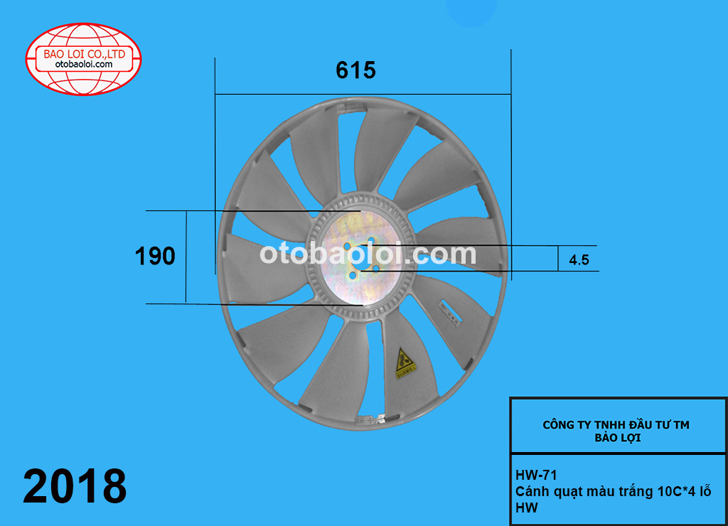 Cánh quạt màu trắng 10C*4 lỗ HW
