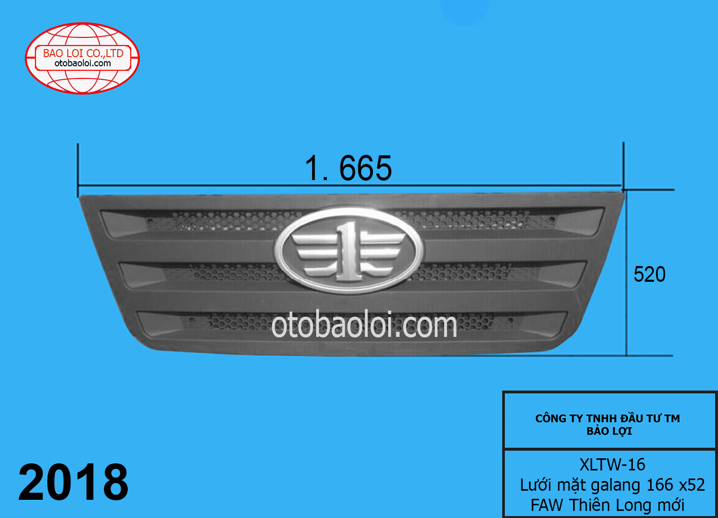 Lưới mặt galang 1.665m x 520cm FAW Thiên Long mới