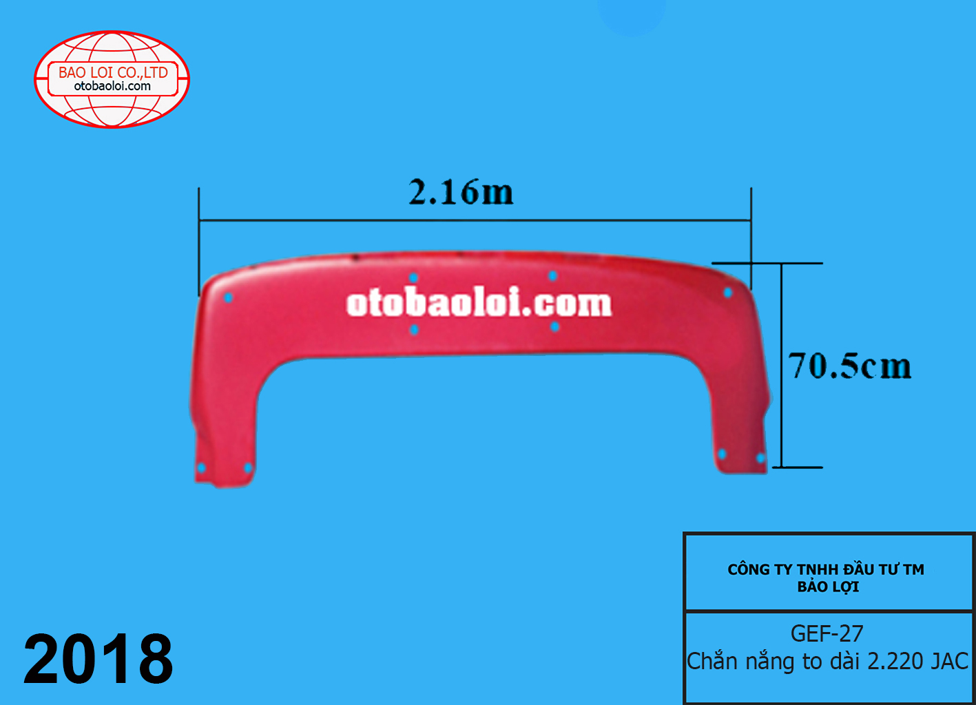 Chắn nắng to dài 2.220 JAC (2c đều vỡ)
