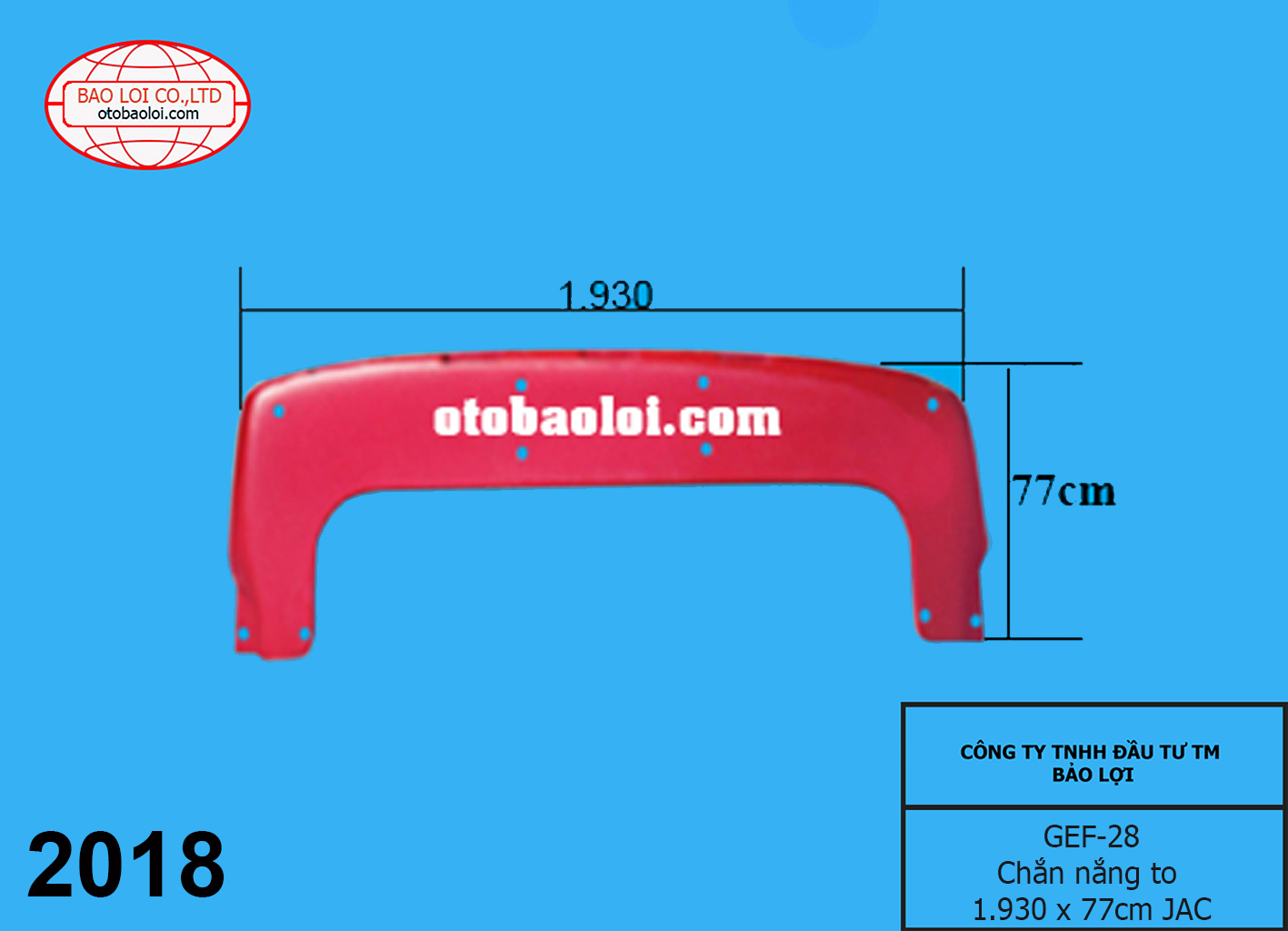 Chắn nắng to 1.930 x 77cm JAC