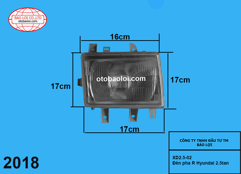 Đèn pha R Hyundai 2.5tan