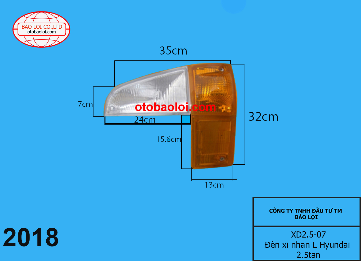 Đèn xi nhan L Hyundai 2.5tan