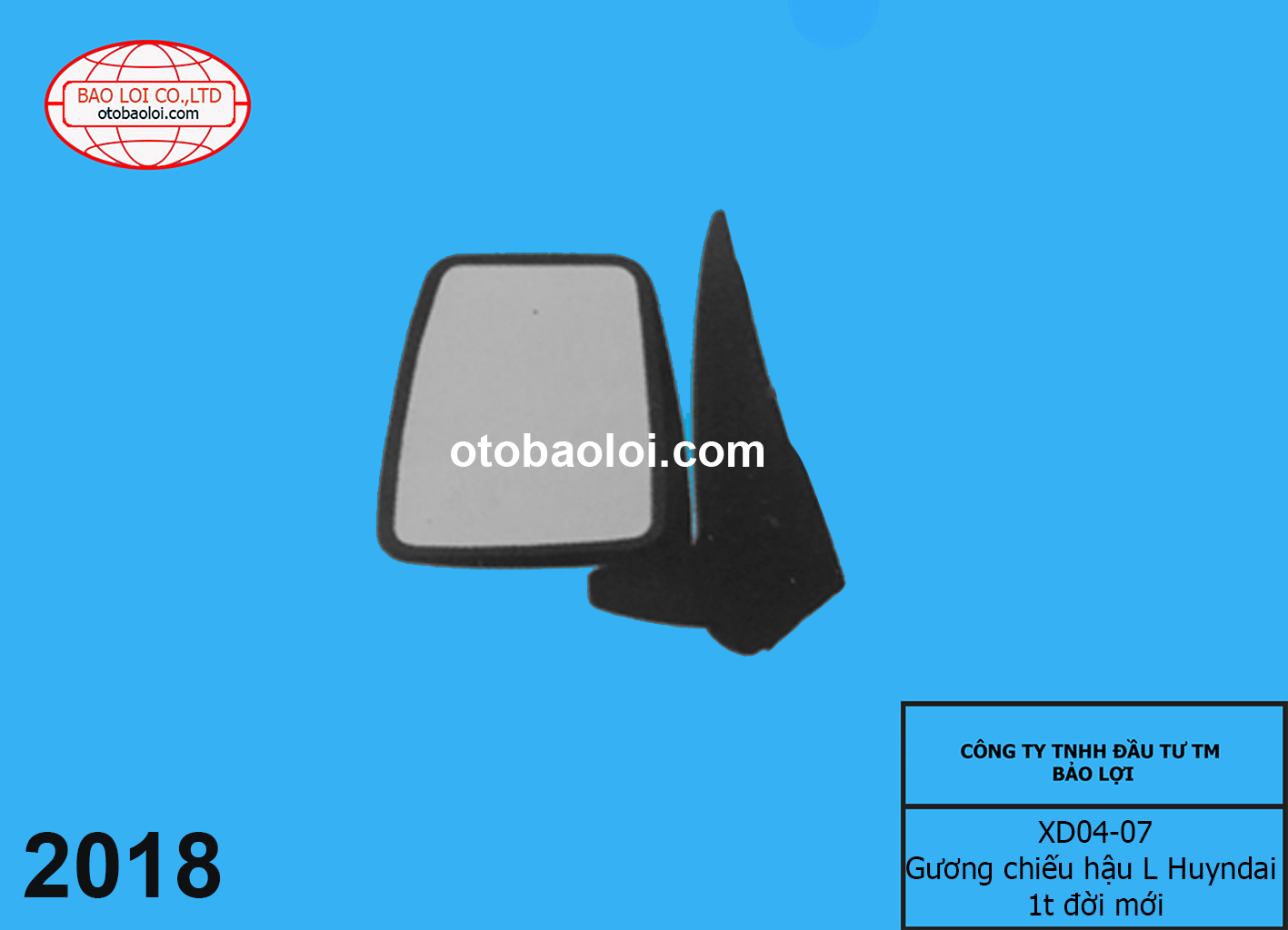 Gương chiếu hậu nhựa đen L Huyndai 1t đời mới
