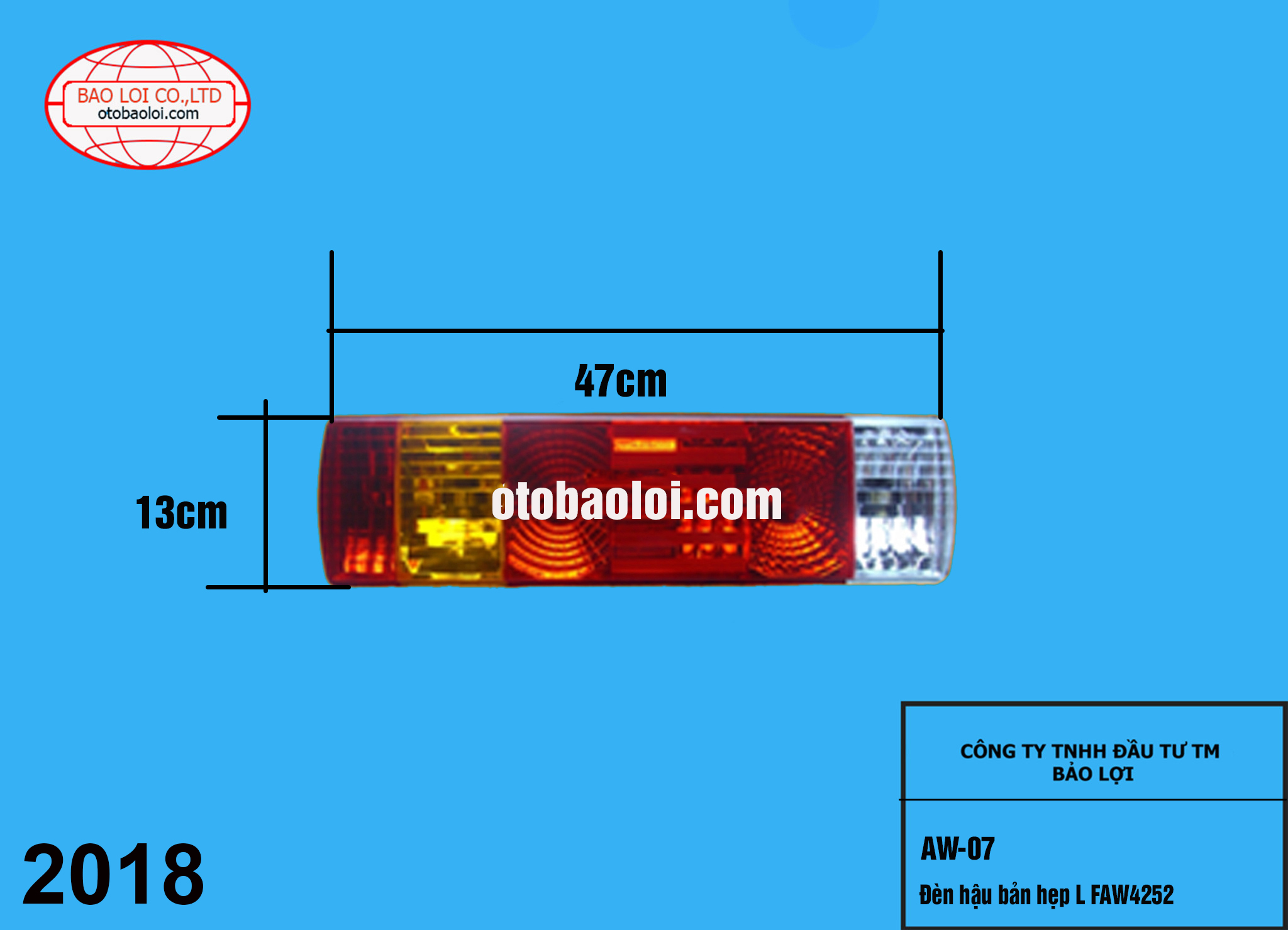 Đèn hậu bản hẹp L FAW4252