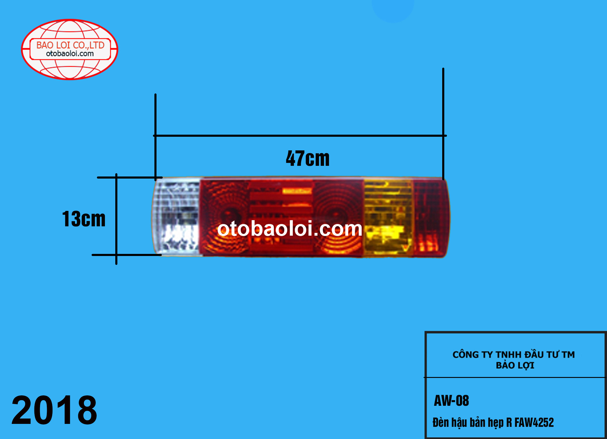 Đèn hậu bản hẹp R FAW4252