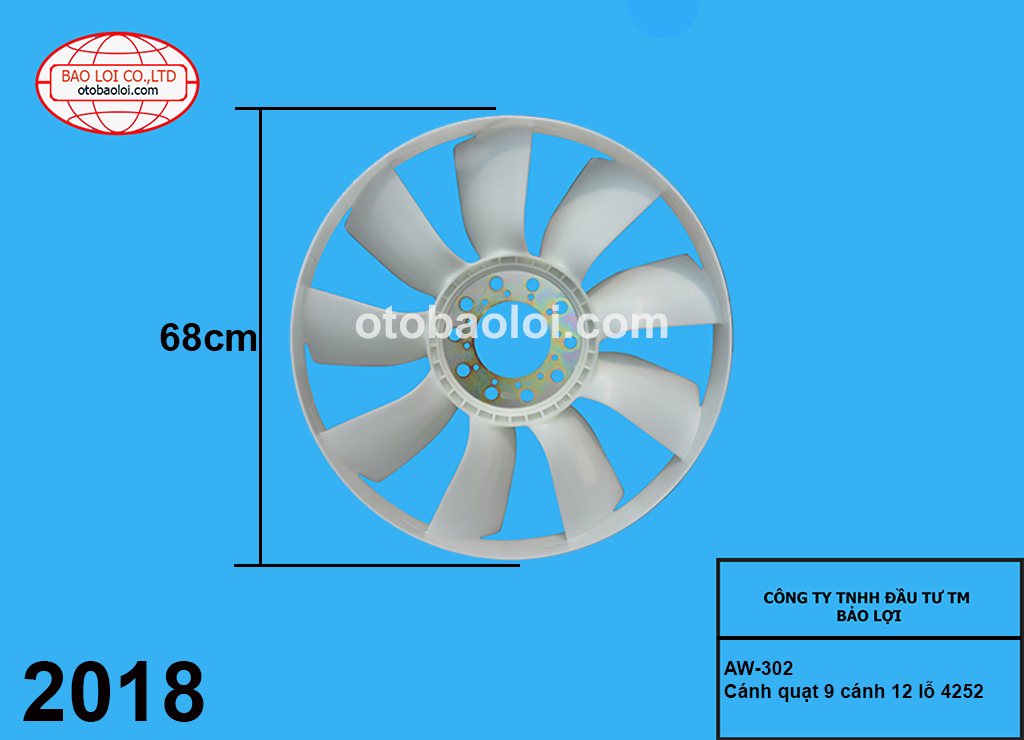 Cánh quạt 9 cánh 12 lỗ 4252