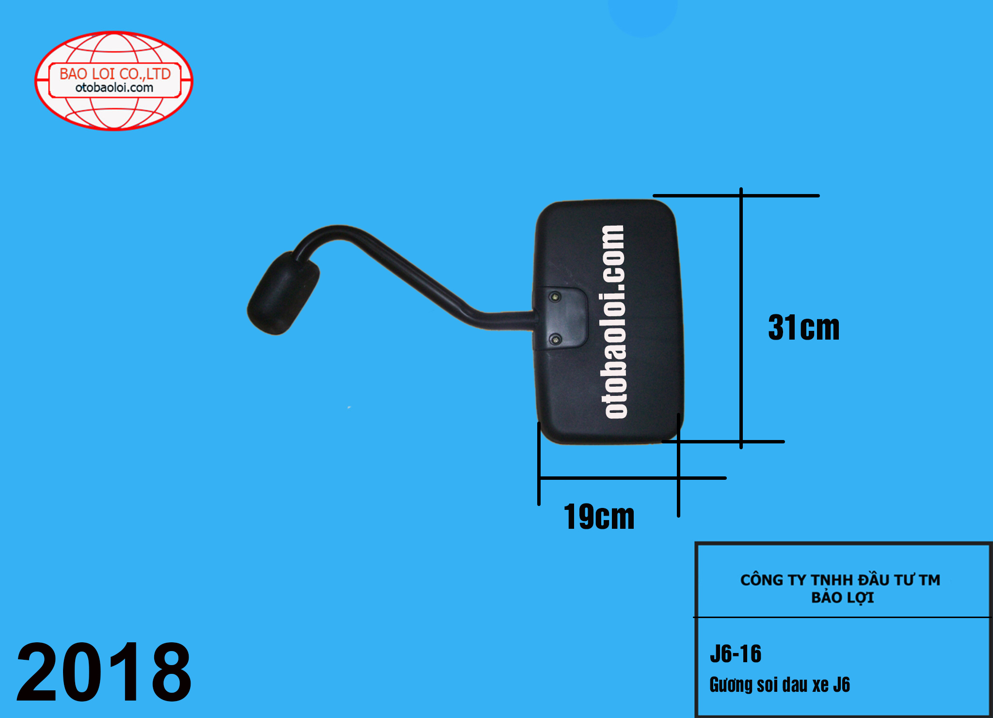 Gương soi đầu xe liền gọng J6