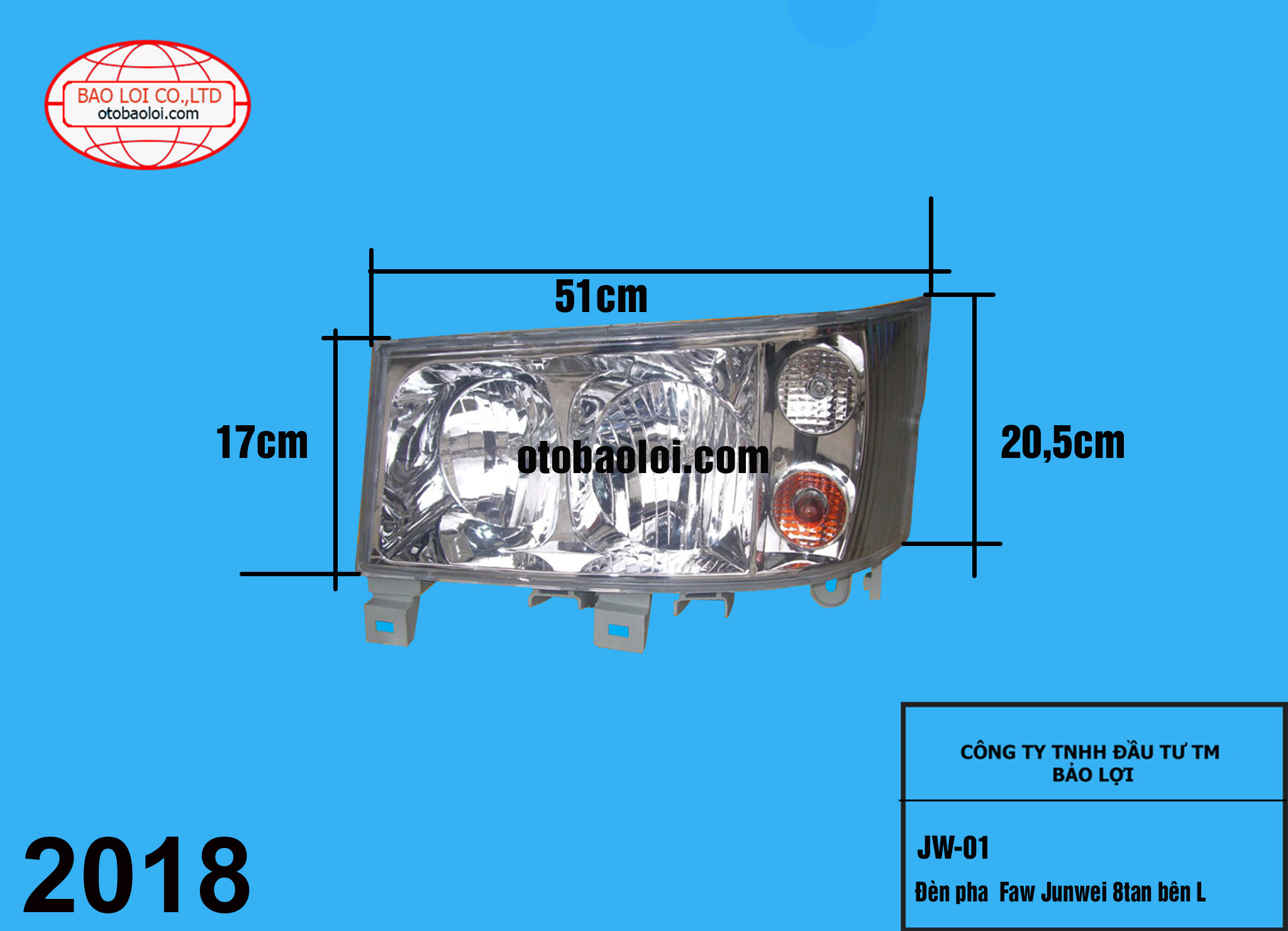 Đèn pha  Faw Junwei 8tan bên L 
