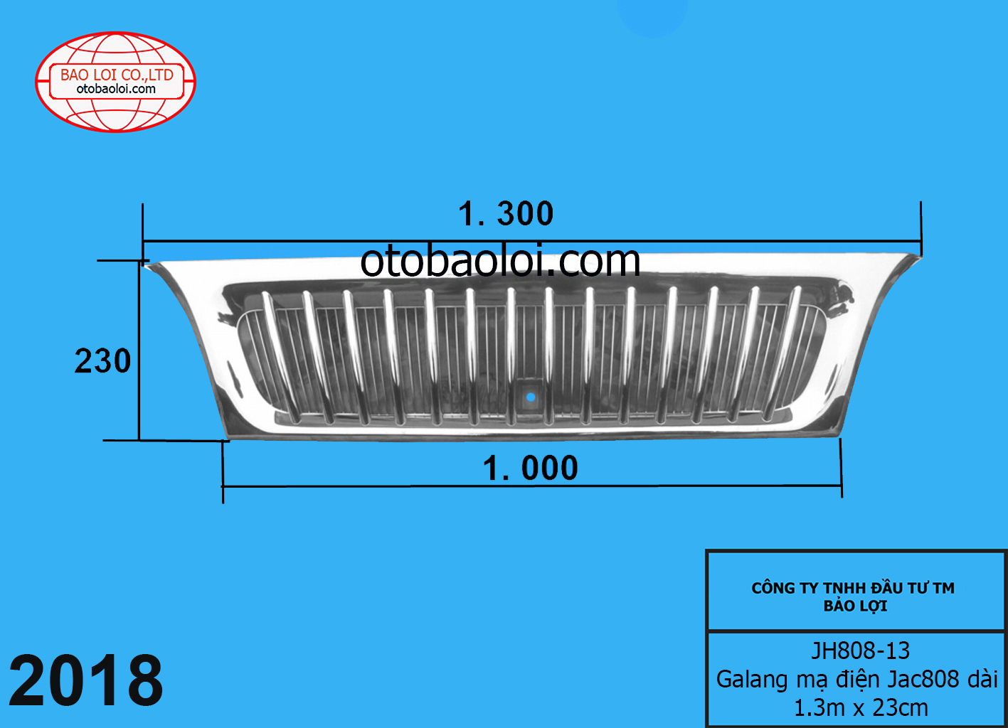 Galang mạ điện Jac808 dài 1.300m x 230mm