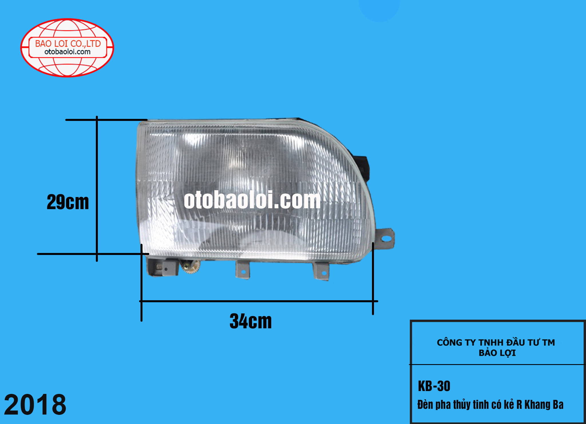 Đèn pha thủy tinh có kẻ R Khang Ba
