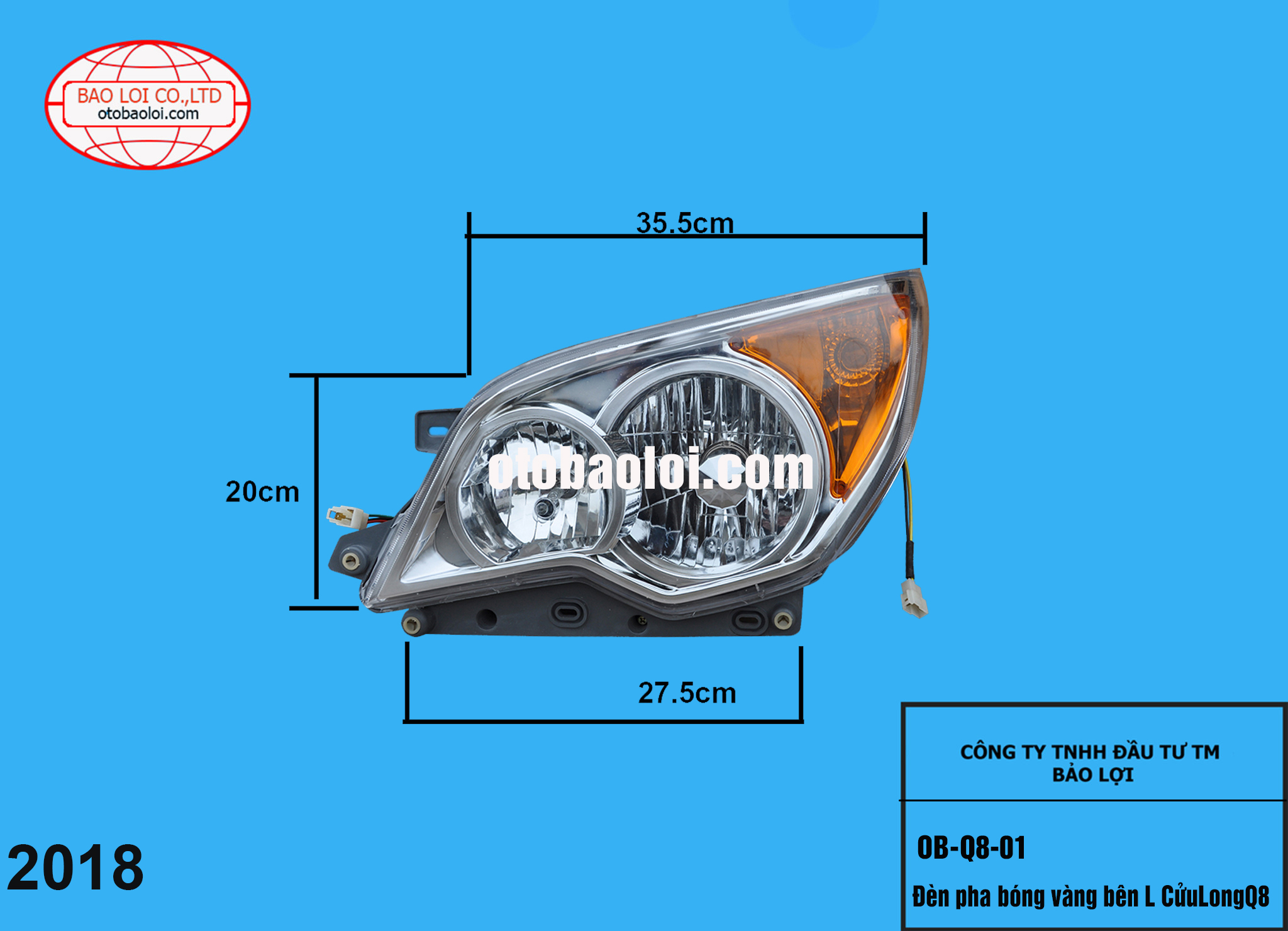 Đèn pha bóng vàng bên L CửuLongQ8