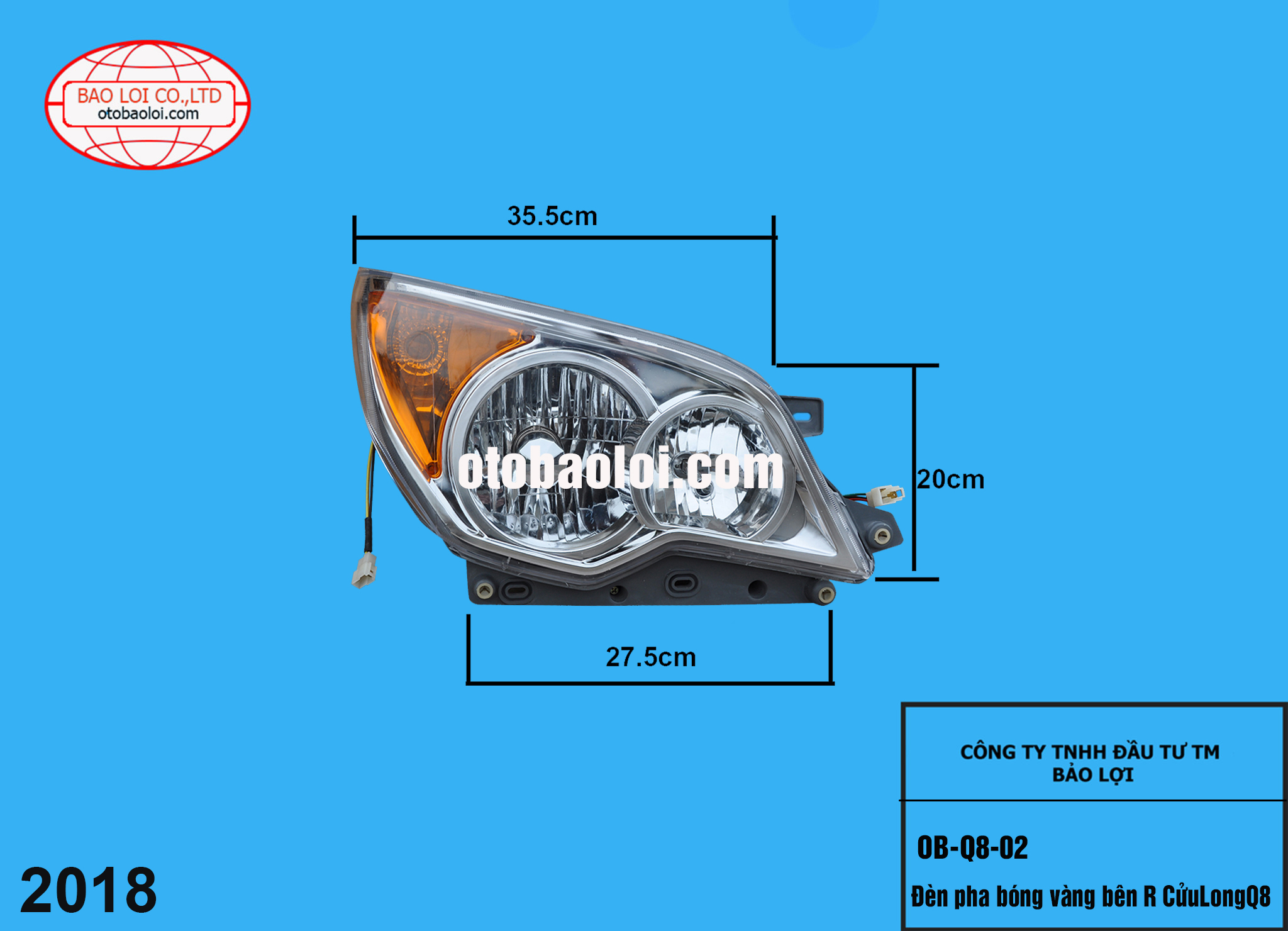 Đèn pha bóng vàng bên R CửuLongQ8