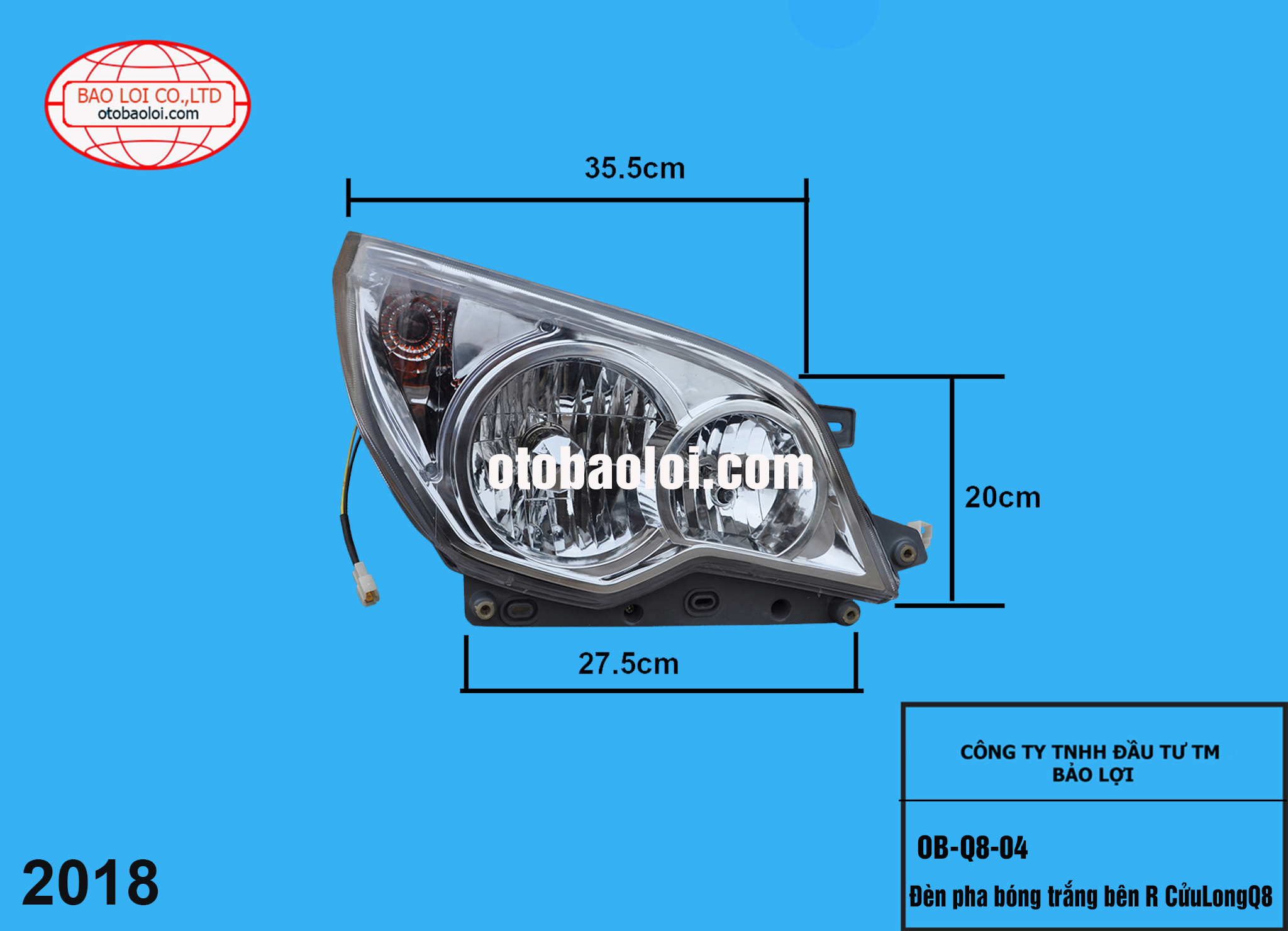 Đèn pha bóng trắng bên R CửuLongQ8