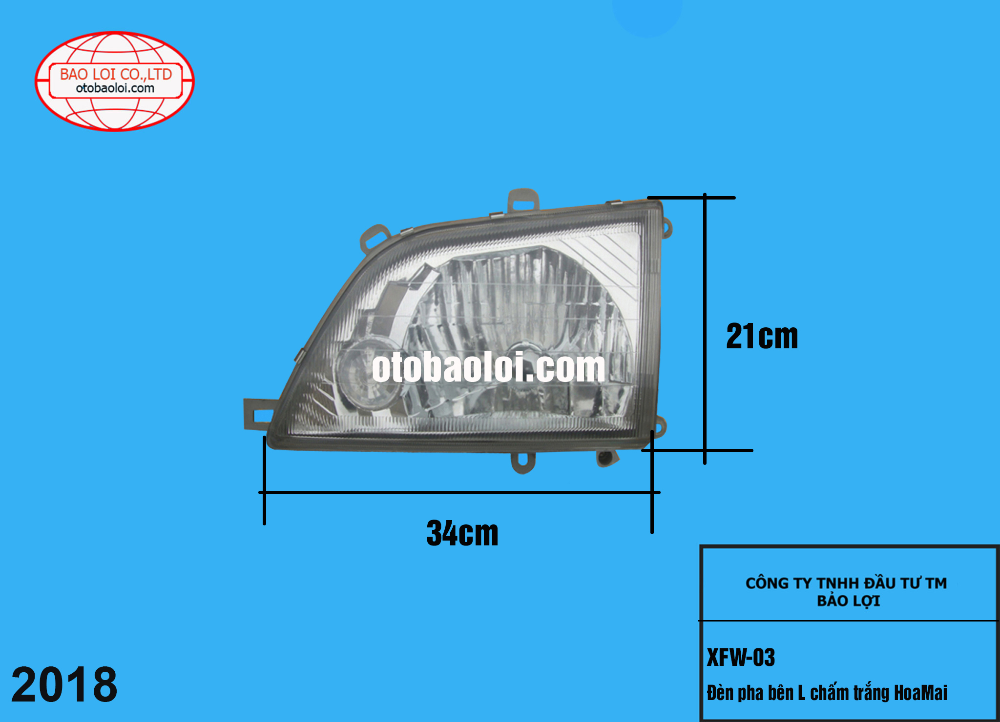 Đèn pha bên L chấm trắng HoaMai