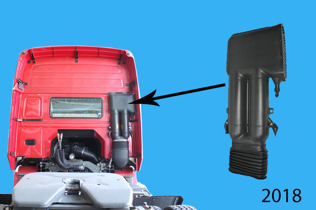 Ống hút gió sau lưng cabin HW