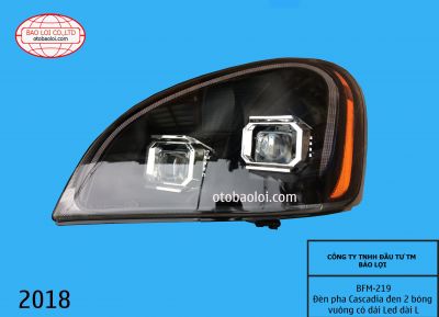 Đèn pha Cascadia đen 2 bóng vuông có dải Led dài  L