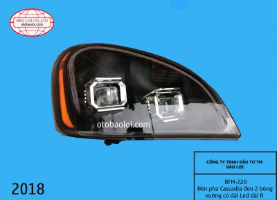 Đèn pha Cascadia đen 2 bóng vuông có dải Led dài R