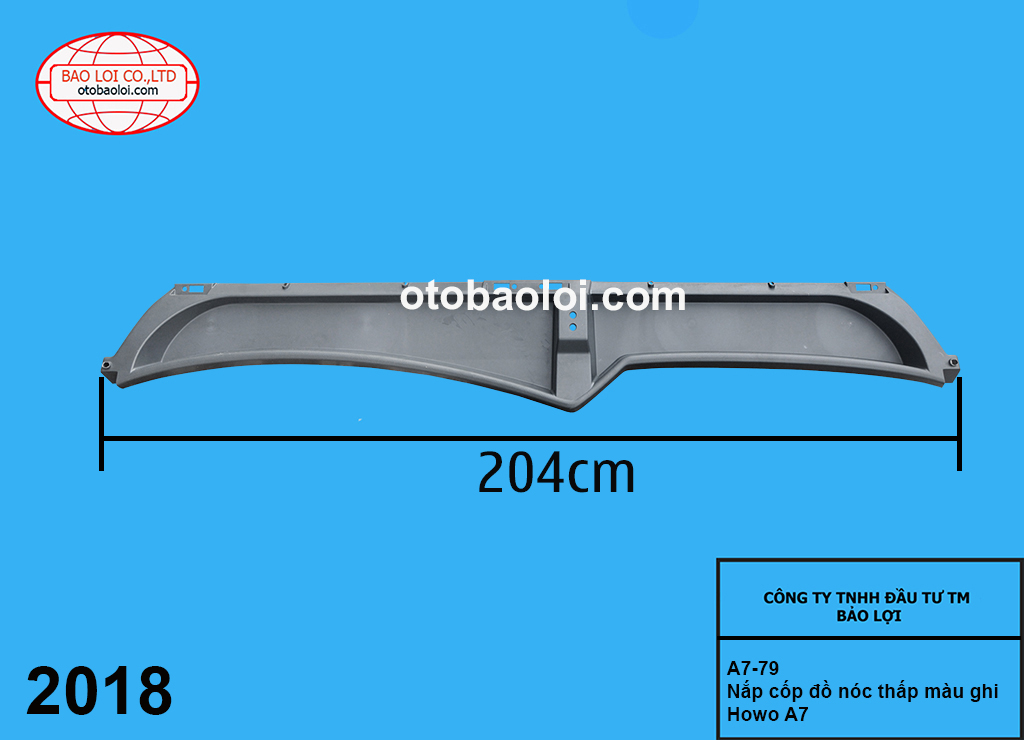 Nắp  cốp đồ nóc cao màu ghi Howo A7