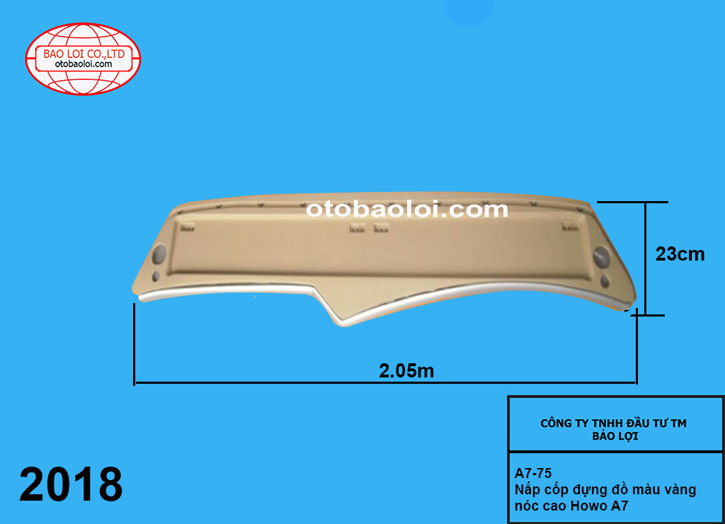 Nắp cốp đựng đồ màu vàng nóc cao Howo A7