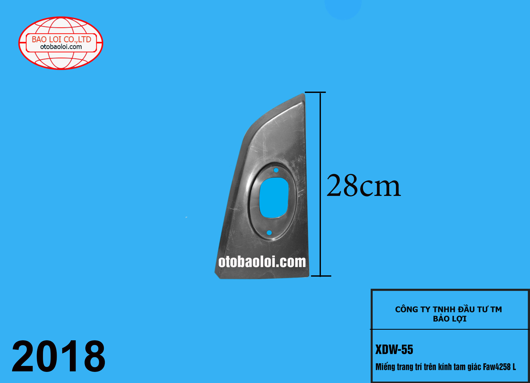 Miếng trang trí trên kính tam giác Faw4258 L
