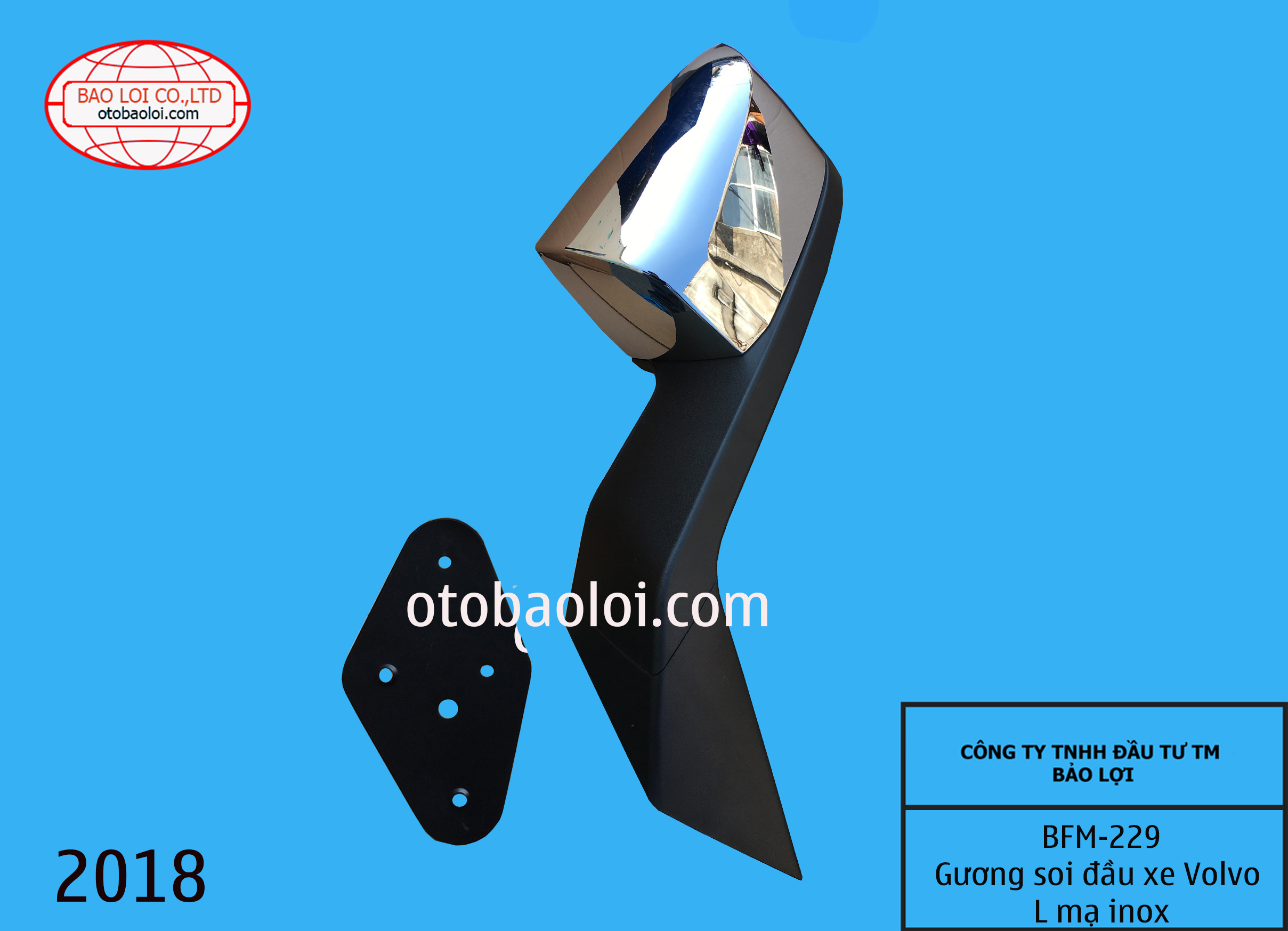 Gương soi đầu xe Volvo L mạ inox